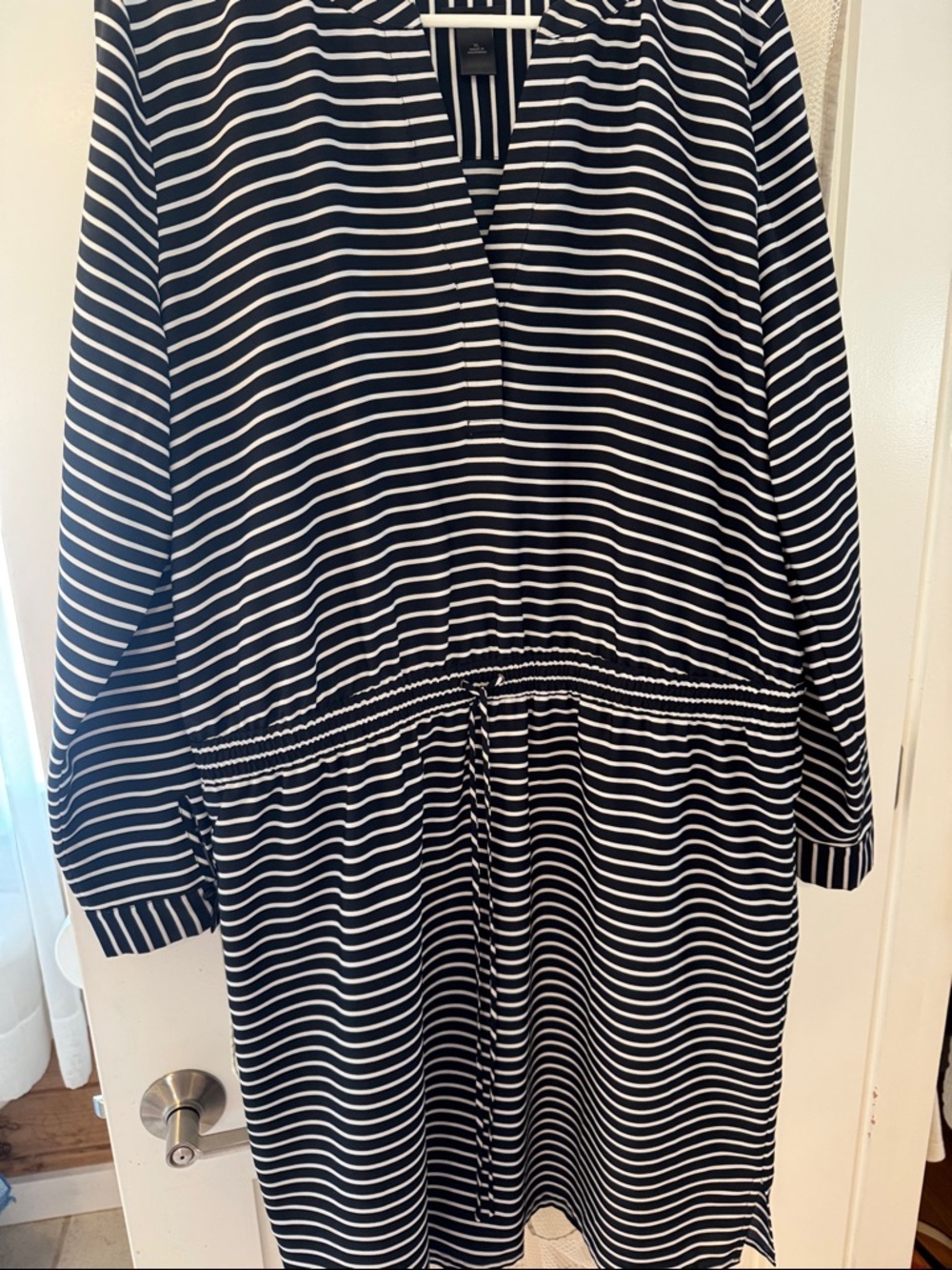 Ann Taylor Black and White Striped Dress